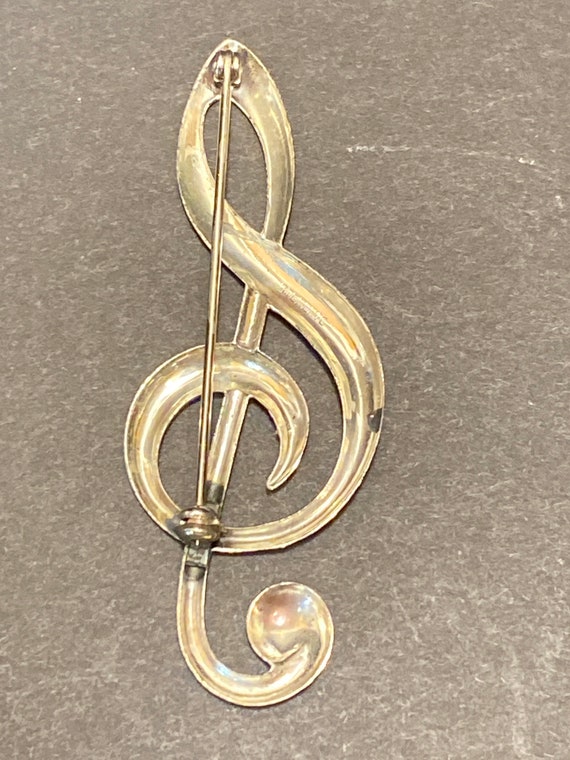 Vintage Sterling Silver Treble Clef or G Clef Mus… - image 3