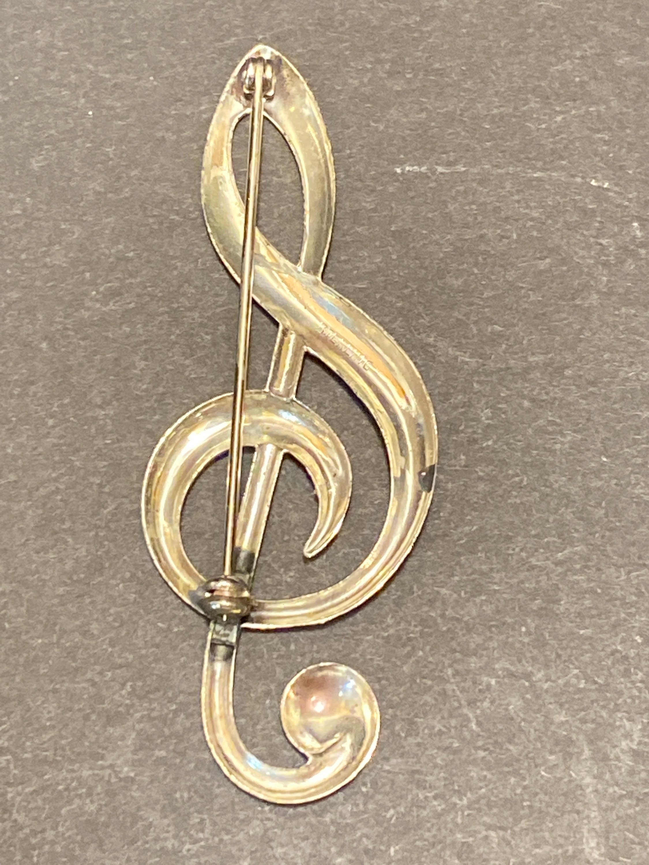 Vintage Sterling Silver Treble Clef Brooch: Music Lover Pin - Etsy