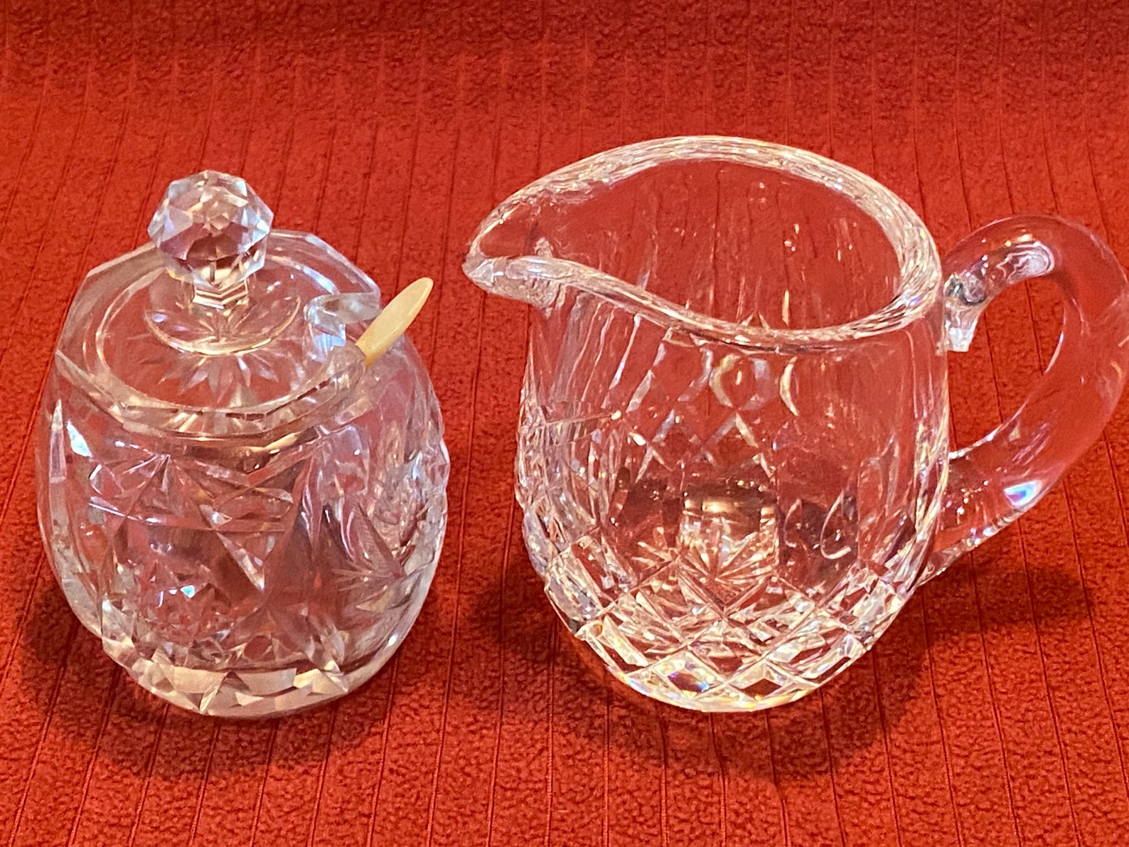 Vintage Cut Crystal Glass Creamer Pitcher and Sugar Bowl/Jar Etsy