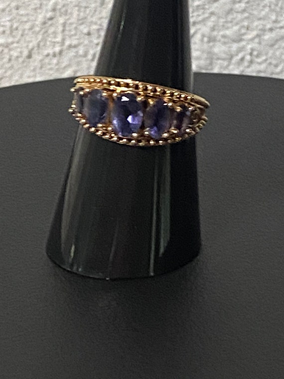 Exquisite 14K Yellow Gold 5 Stone Amethyst Cockta… - image 2