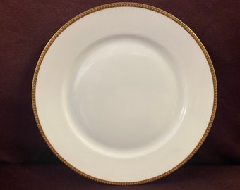 Vintage Freiberg Porcelain Cake Plates: White with Gold Trim, Set of 9