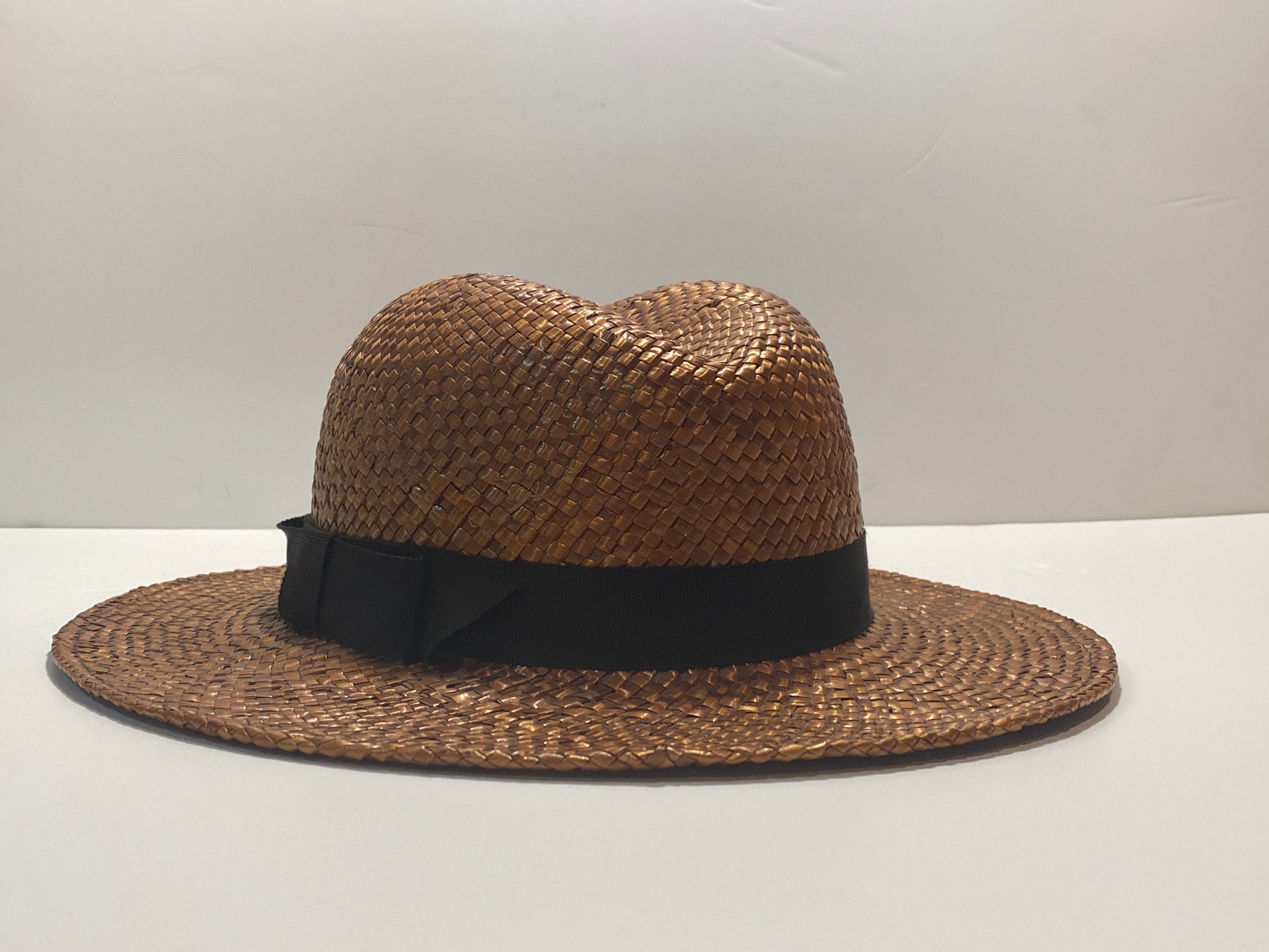 Vintage Gorgeous Burberry Dark Brown Straw Fedora Hat With - Etsy New  Zealand