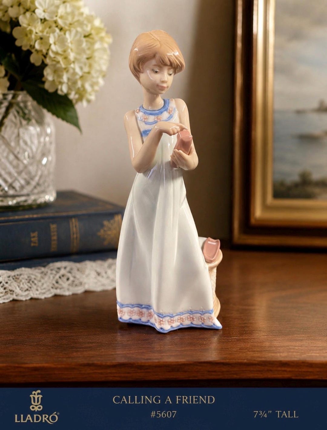 Vintage Lladro Figurine: Girl With Phone, 
