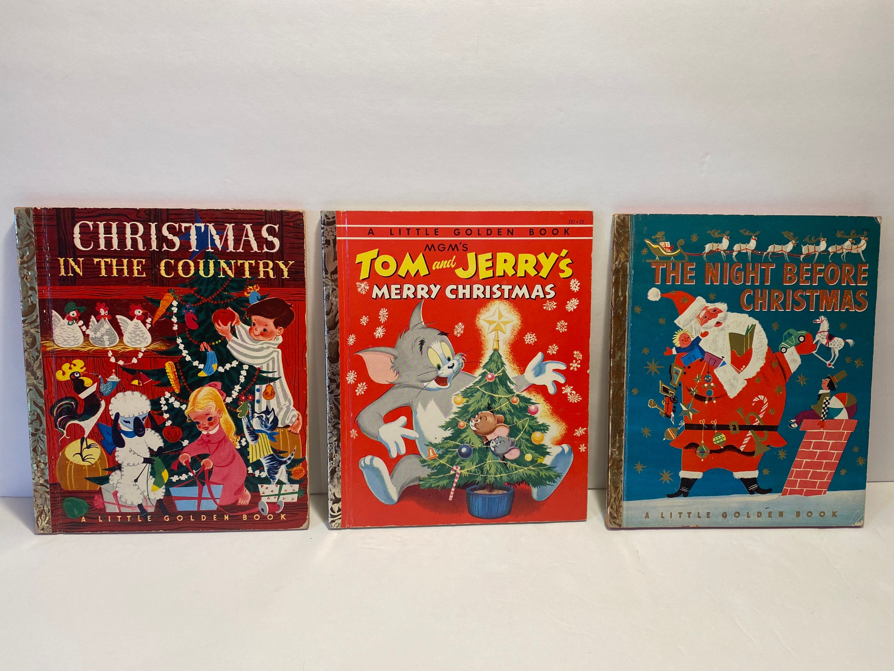 Vintage Little Golden Book Christmas Lot: Tom & Jerry, Night