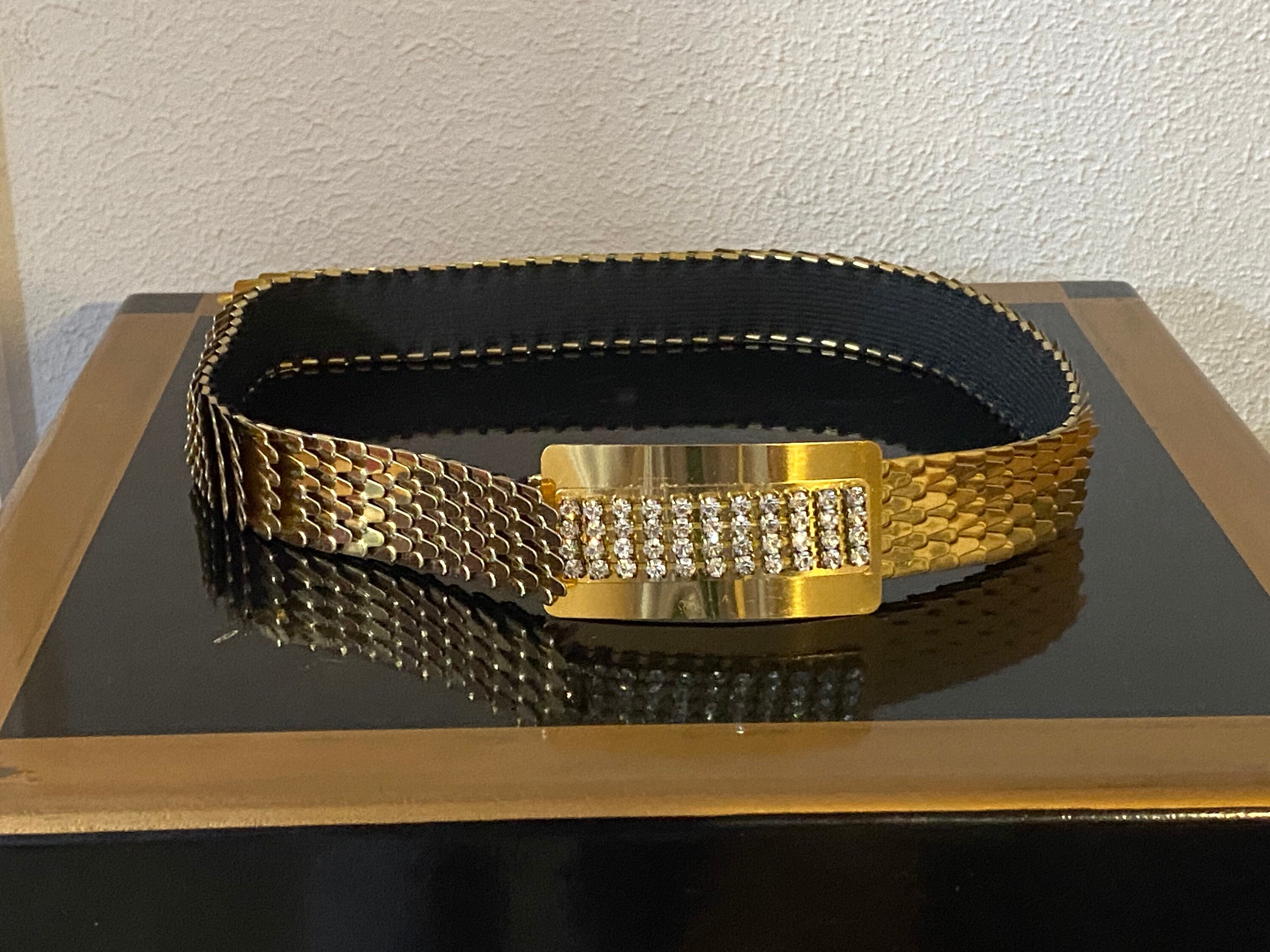 Vintage Gold Mesh Metal Stretch Belt Vintage Gold Mesh Small Fish Scale Belt 23 main image 3
