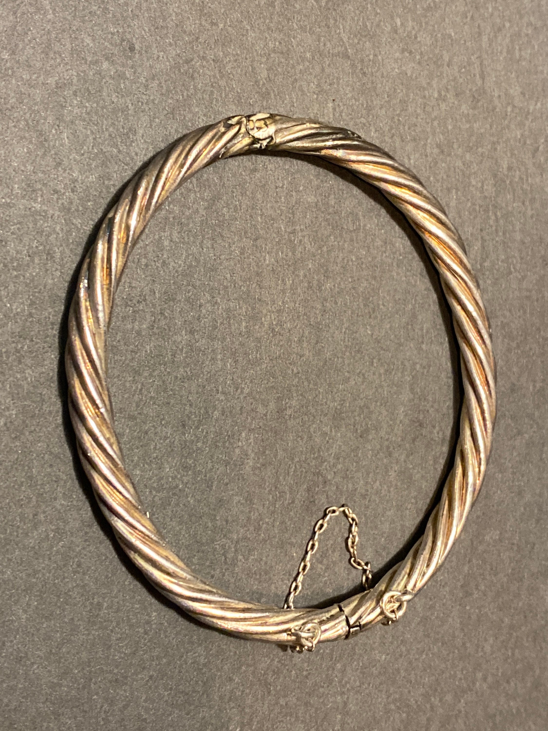 Vintage Sterling Silver Twisted Rope Bangle Bracelet Etsy UK