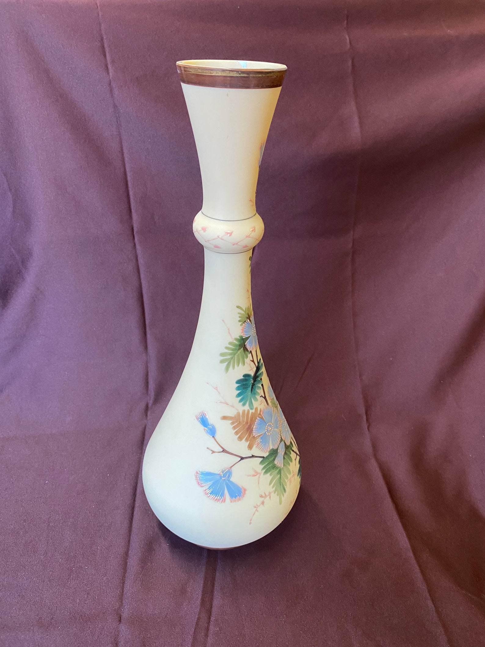 Rare Handpainted Antique Glass Vase Signed FPK Opaque 16 Etsy