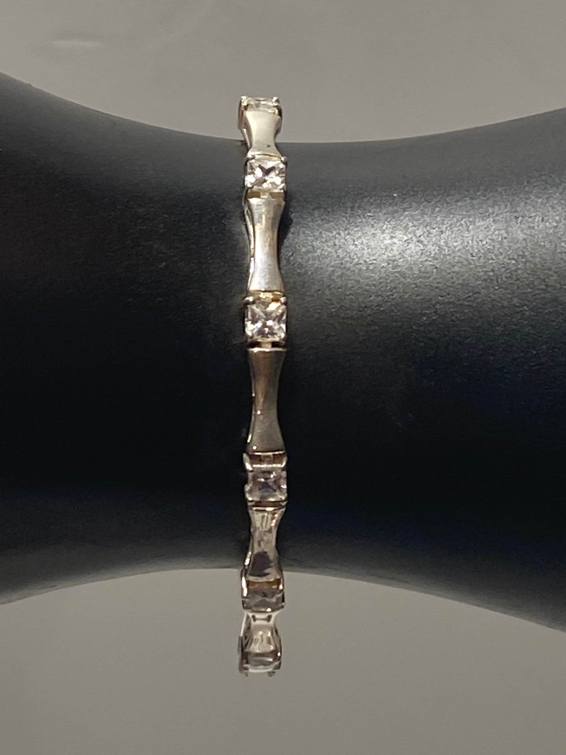 Vintage Sterling Silver Tennis Bracelet Marked 925 Simulated Etsy UK