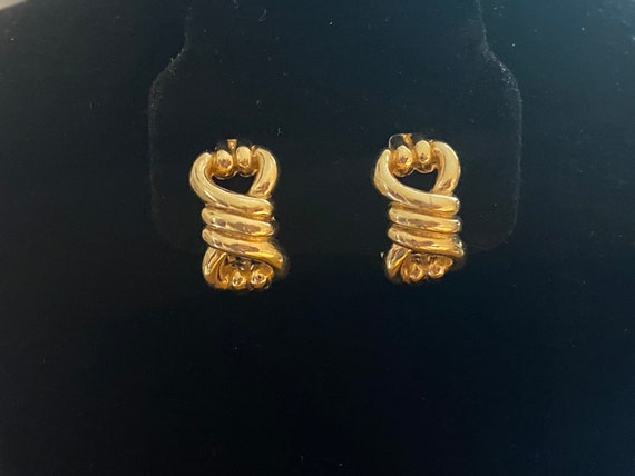 Vintage Estate Gold Tone Clip On Earrings, Signed… - image 4