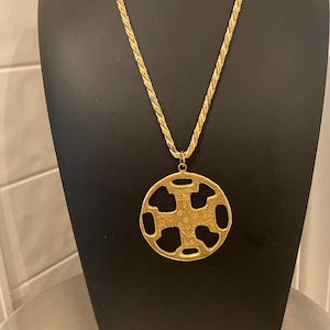 Vintage The Metropolitan Museum of Art (MMA) Celtic Cross Pendant Necklace, Pendant is Sterling Silver with Gold Vermeil, approx. 2-1/4&quot;