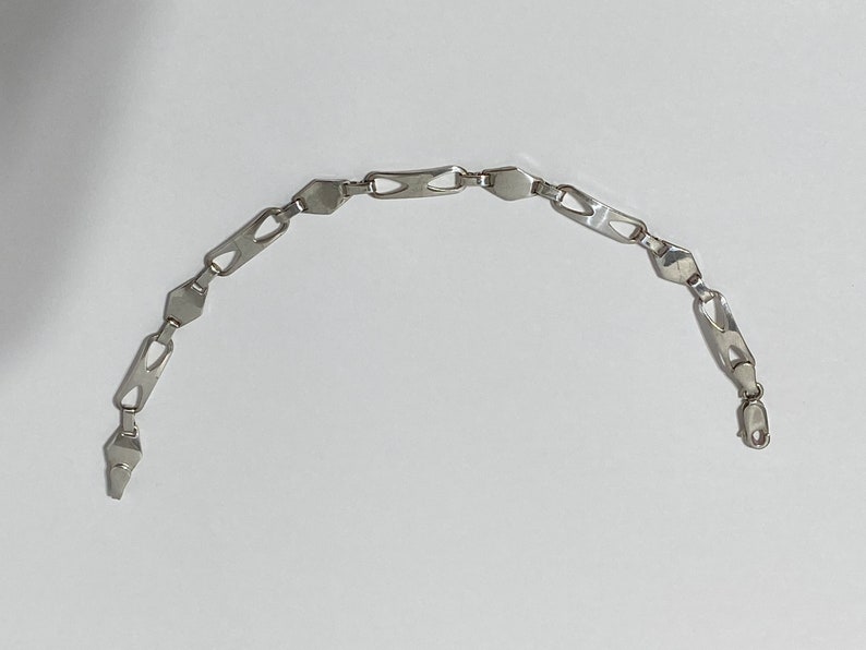 Extraordinary Vintage Estate Sterling Silver Designer Signed IBB Chain Link Bracelet, 7-1/2 long, approx. 5mm to 7mm Wide, FREE SHIP image 2