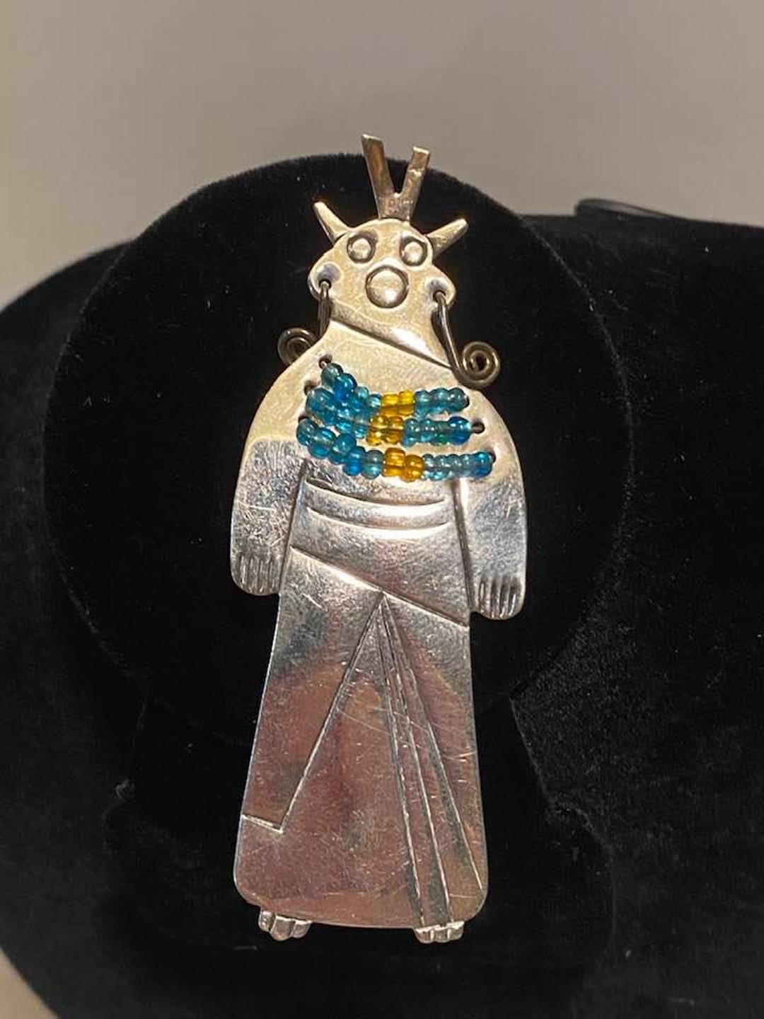 Broche Vintage Argent Doré Style Hindou - Bijou Ancien - Occasion, Détails à Vérifier