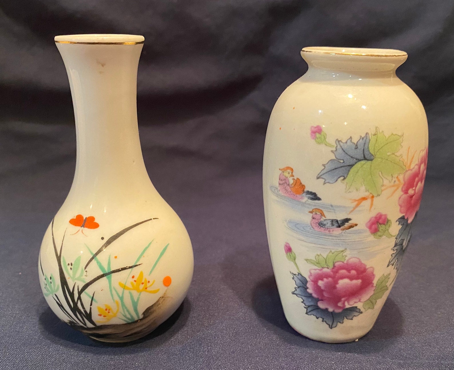 Vintage Pair of Small Miniature Porcelain Vases Made in Etsy