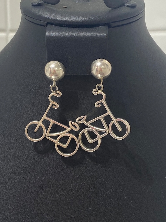 Adorable Sterling Silver Signed Mexico 925 Bicycl… - image 2