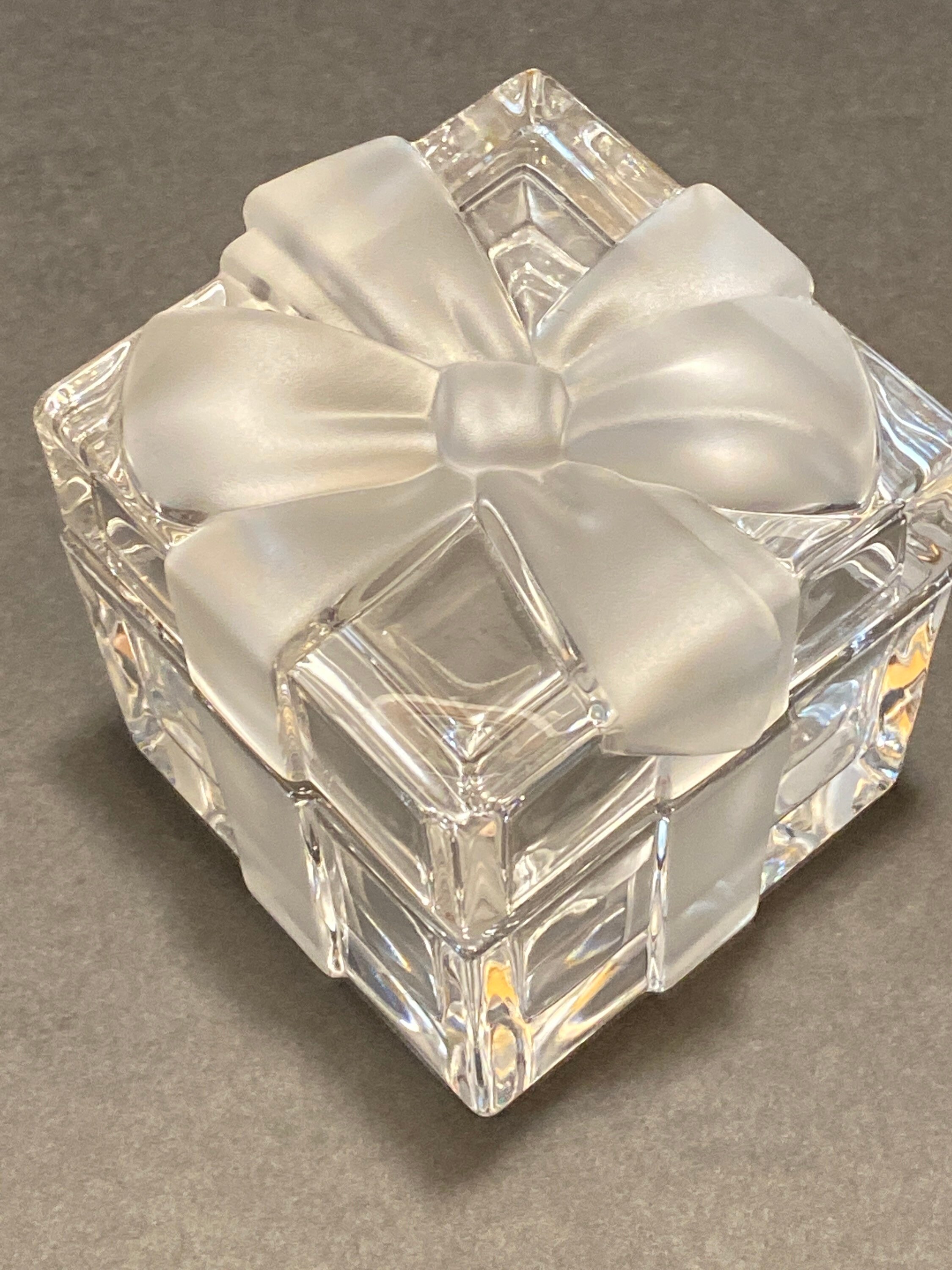 Vintage Tiffany & Co Crystal Glass Box with Frosted Ribbon Bow Etsy