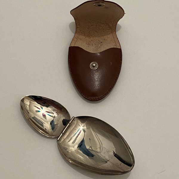 Antique Germany Folding Medicine Spoon, Silver Plated with Case, 4-1/2" long opened, FREE SHIPPING