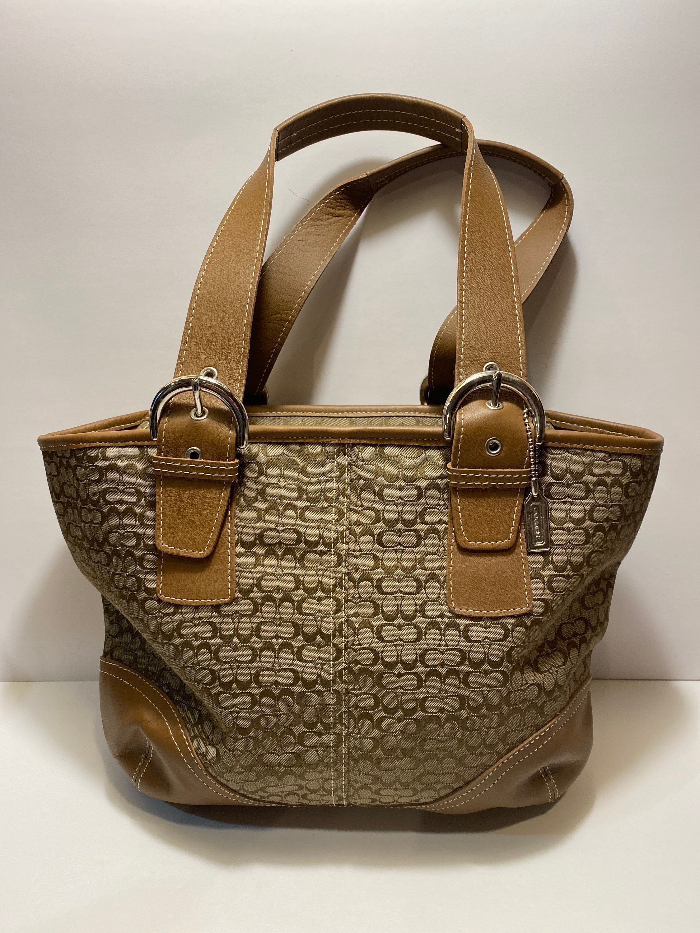 Vintage Classic Coach Signature Logo Leather and Canvas