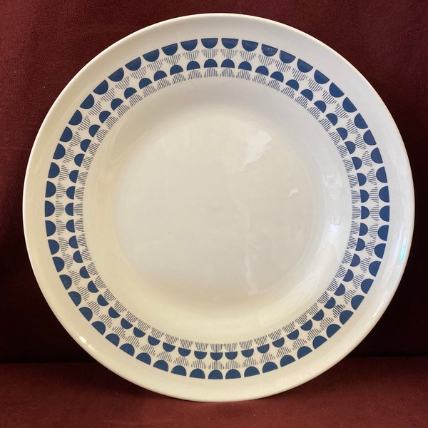 Vintage Rare Richard Ginori Fine China Resistente in Lavastoviglie Cake, Salad Plates, Set of 10, Made in Italy, 9-1/4", Blue and White Band