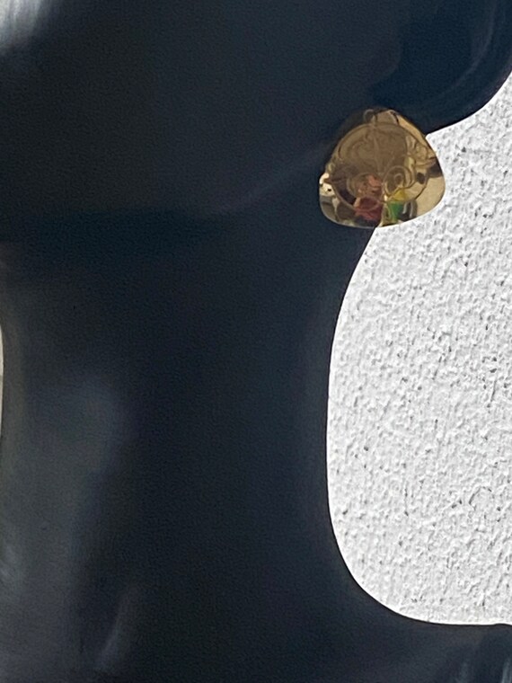 Estate Gold Tone Etched Triangular Earrings - image 4