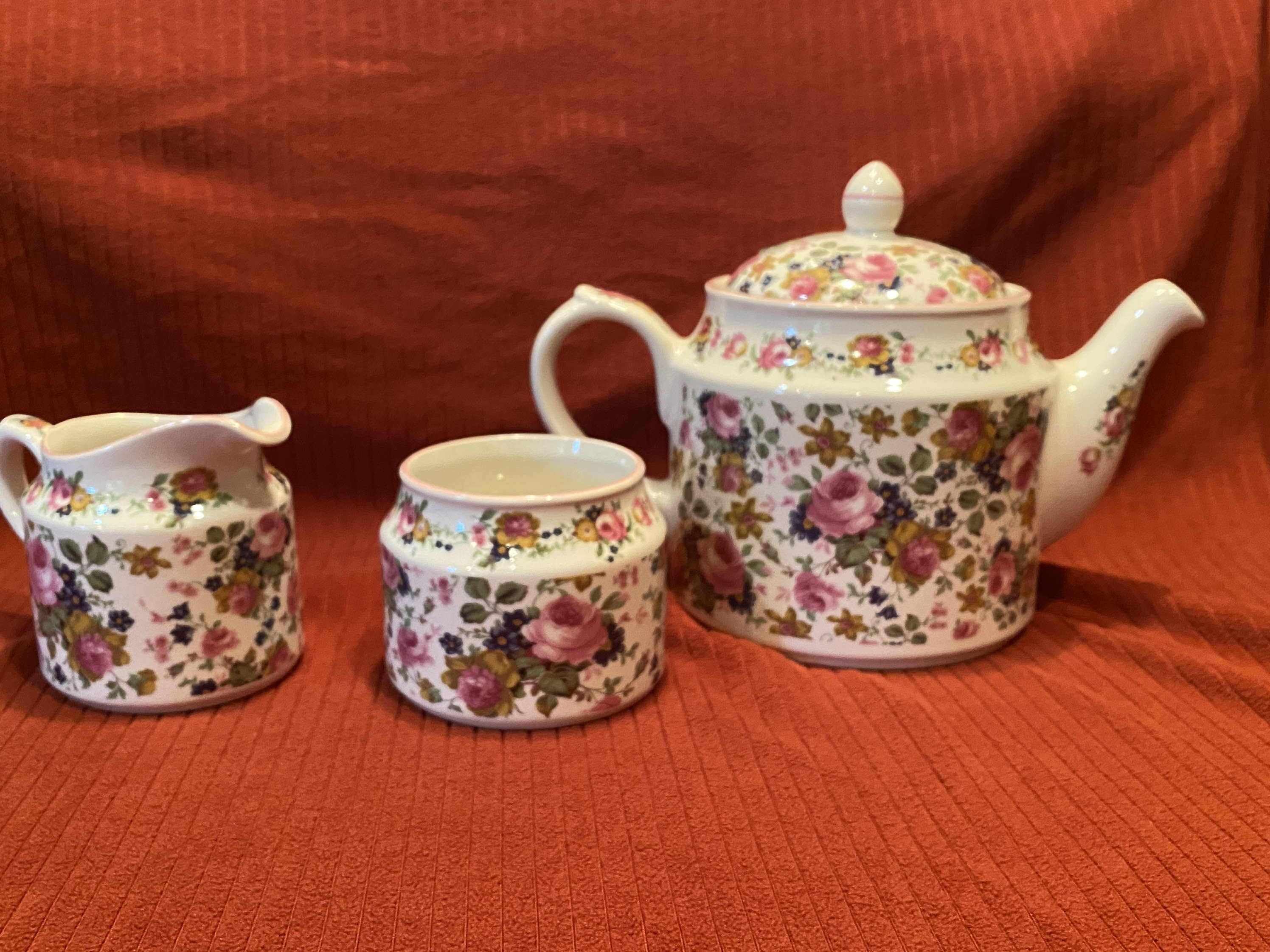 Vintage Sadler Tea Pot Creamer and Sugar Bowl Set Gold Trim Etsy