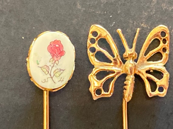 Vintage Lot of 2 Adorable Stick Pins, Butterfly a… - image 8