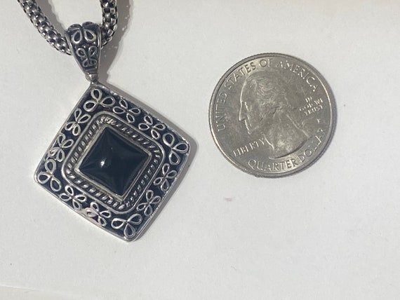 Vintage Sterling Silver Diamond Shaped Pendant Ne… - image 8