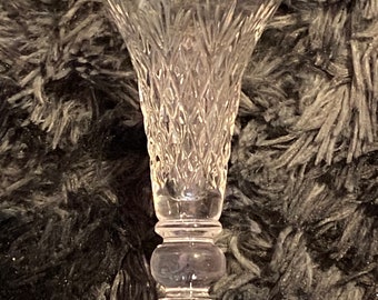 Lovely Estate Royal Brierley Crystal Glass Small Trumpet Vase, 5-3/4&quot; tall, 3-3/4&quot; mouth, 3-1/4&quot; base.  Signed on the bottom