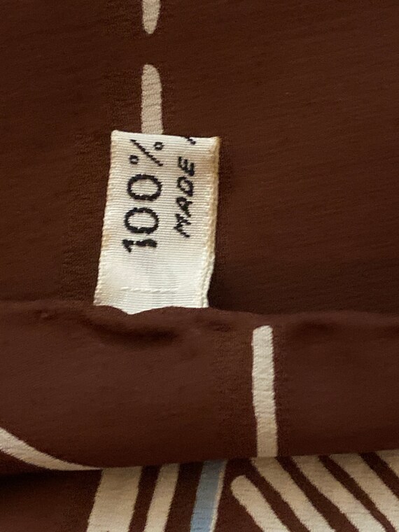 Vintage Tullo Silk Headscarf: Brown Abstract Prin… - image 4