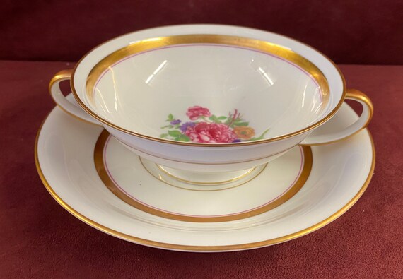 Vintage Rosenthal Winifred Cream Soup Cup and Saucer Set: Floral