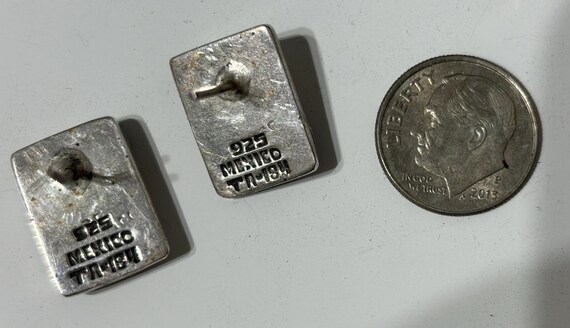 Sterling Silver Malachite Bar Stud Earrings: Stri… - image 4