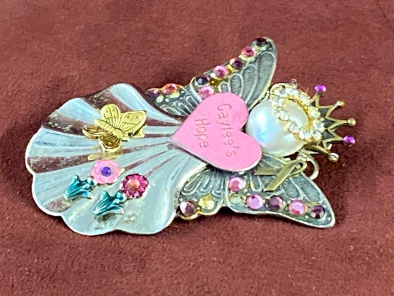Lovely Angel Brooch made of a butterfly, Rhinesto… - image 4