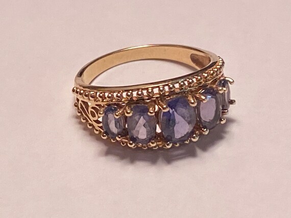 Exquisite 14K Yellow Gold 5 Stone Amethyst Cockta… - image 7