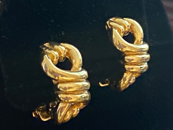 Vintage Estate Gold Tone Clip On Earrings, Signed… - image 5
