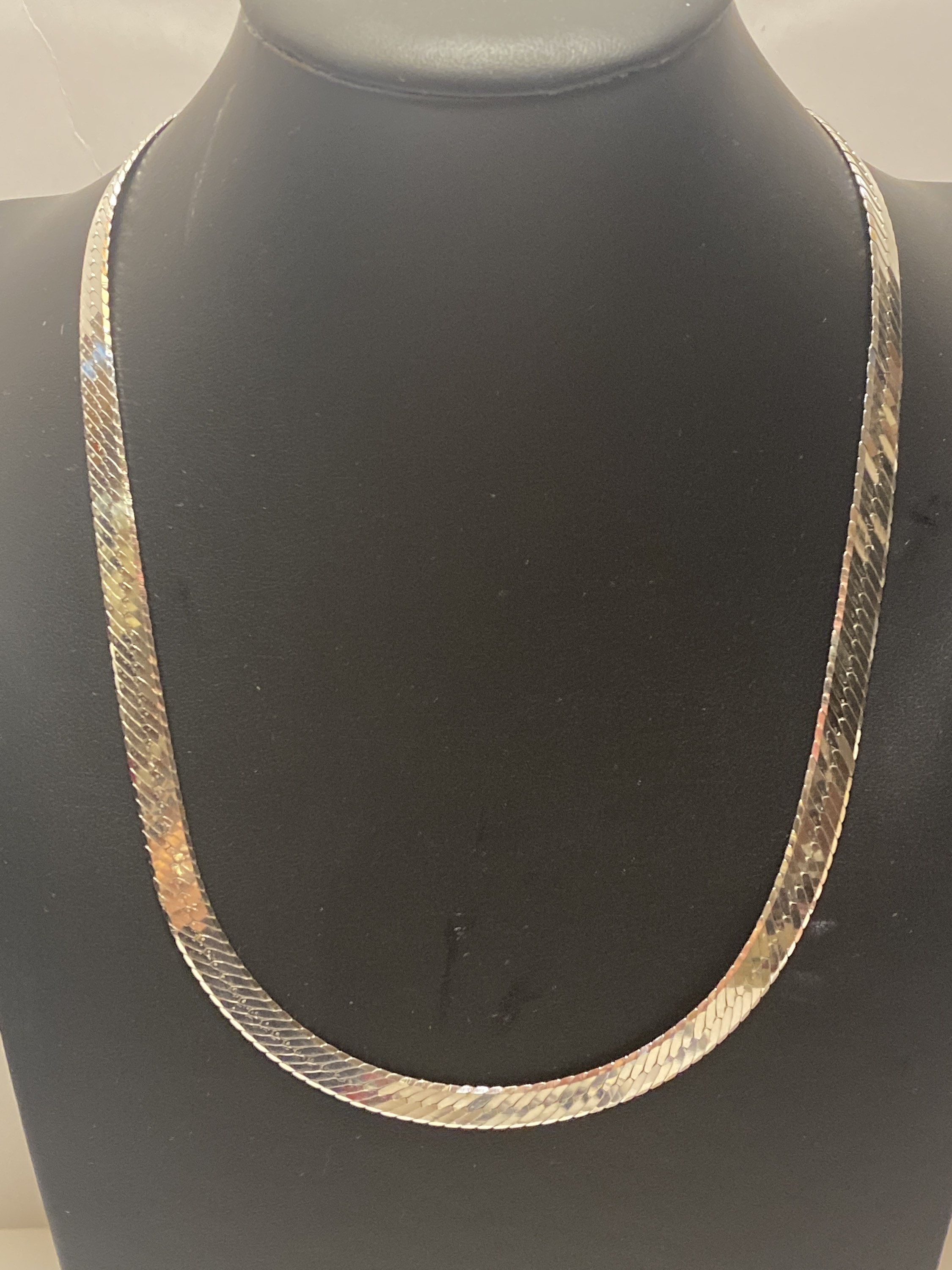 Vintage Sterling Silver Herringbone Necklace Thick 19 Etsy UK