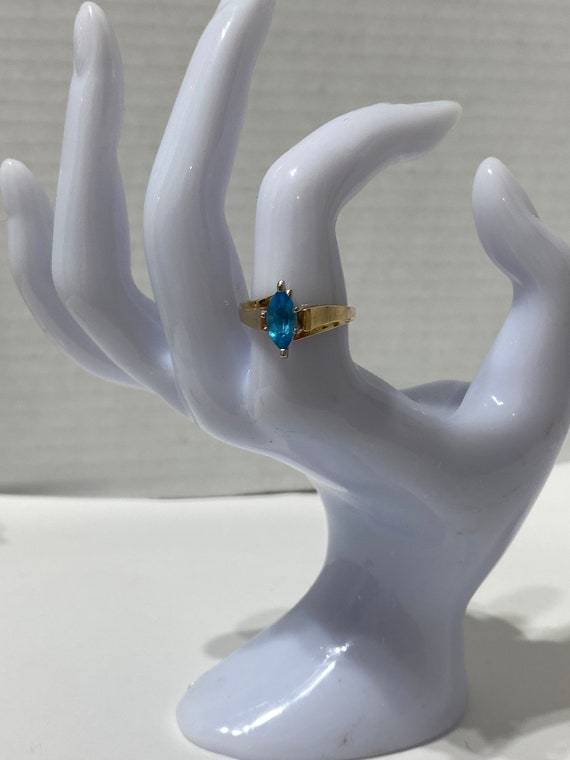 Lovely Tiffany and Co 10K Gold Ring with Blue Top… - image 3