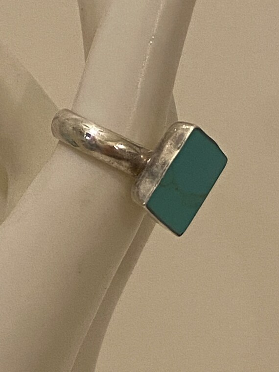 Stunning Estate Sterling Silver Square Turquoise … - image 6