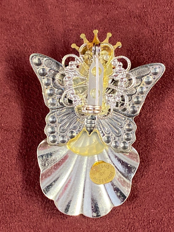 Lovely Angel Brooch made of a butterfly, Rhinesto… - image 5