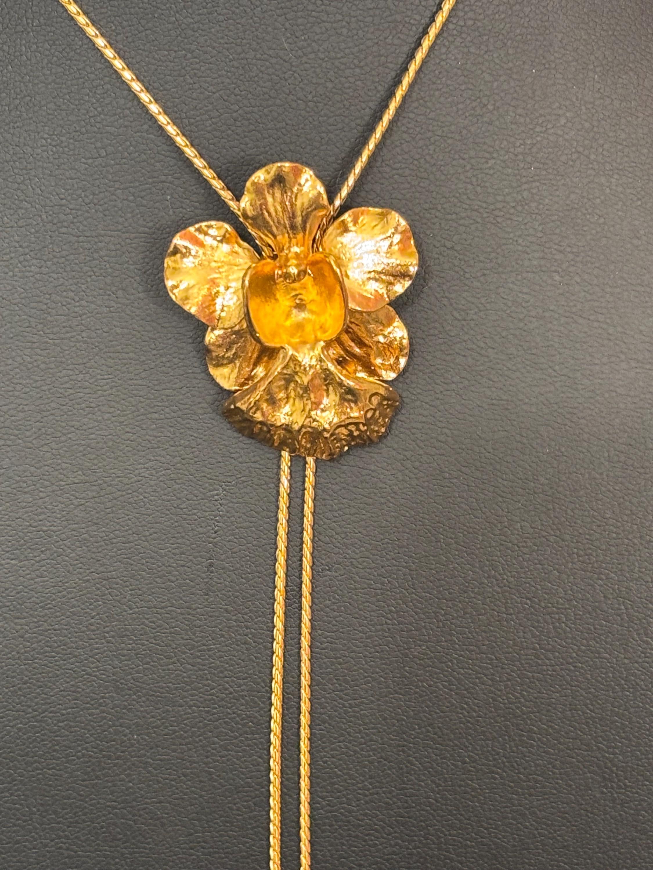 RISIS 金のくるみ Risis Vintage 'vanda Miss Joaquim' Orchid Slider Necklace 24K Gold