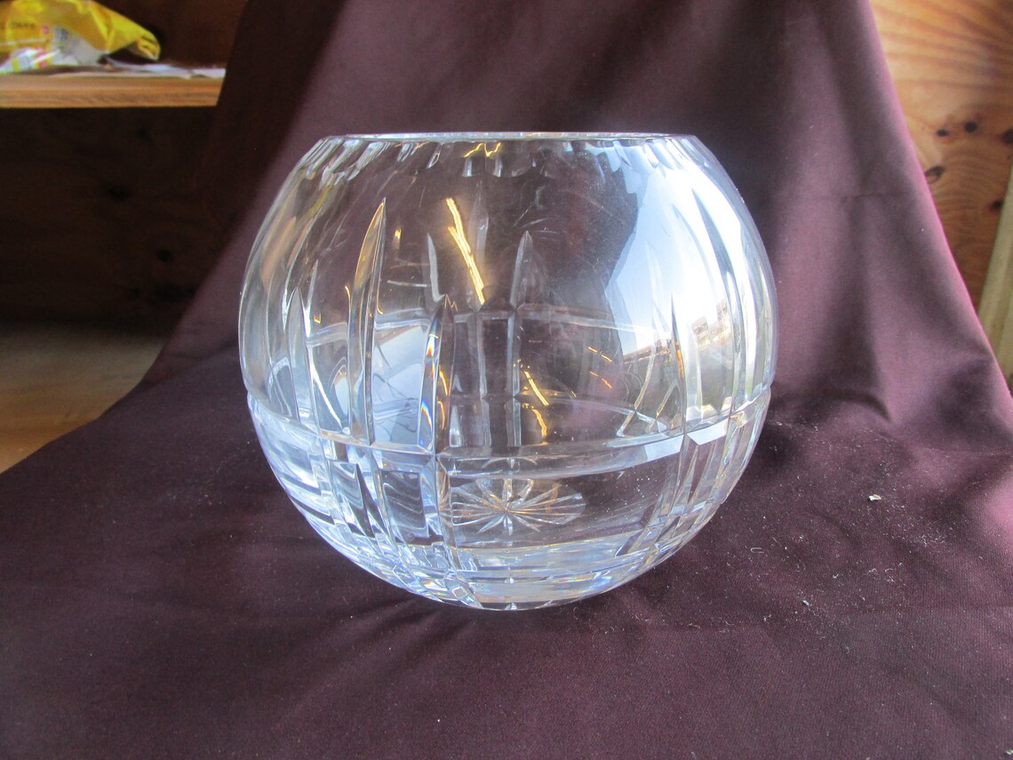 Marked Bombay Very Heavy Cut Crystal Glass Bowl Vase Etsy