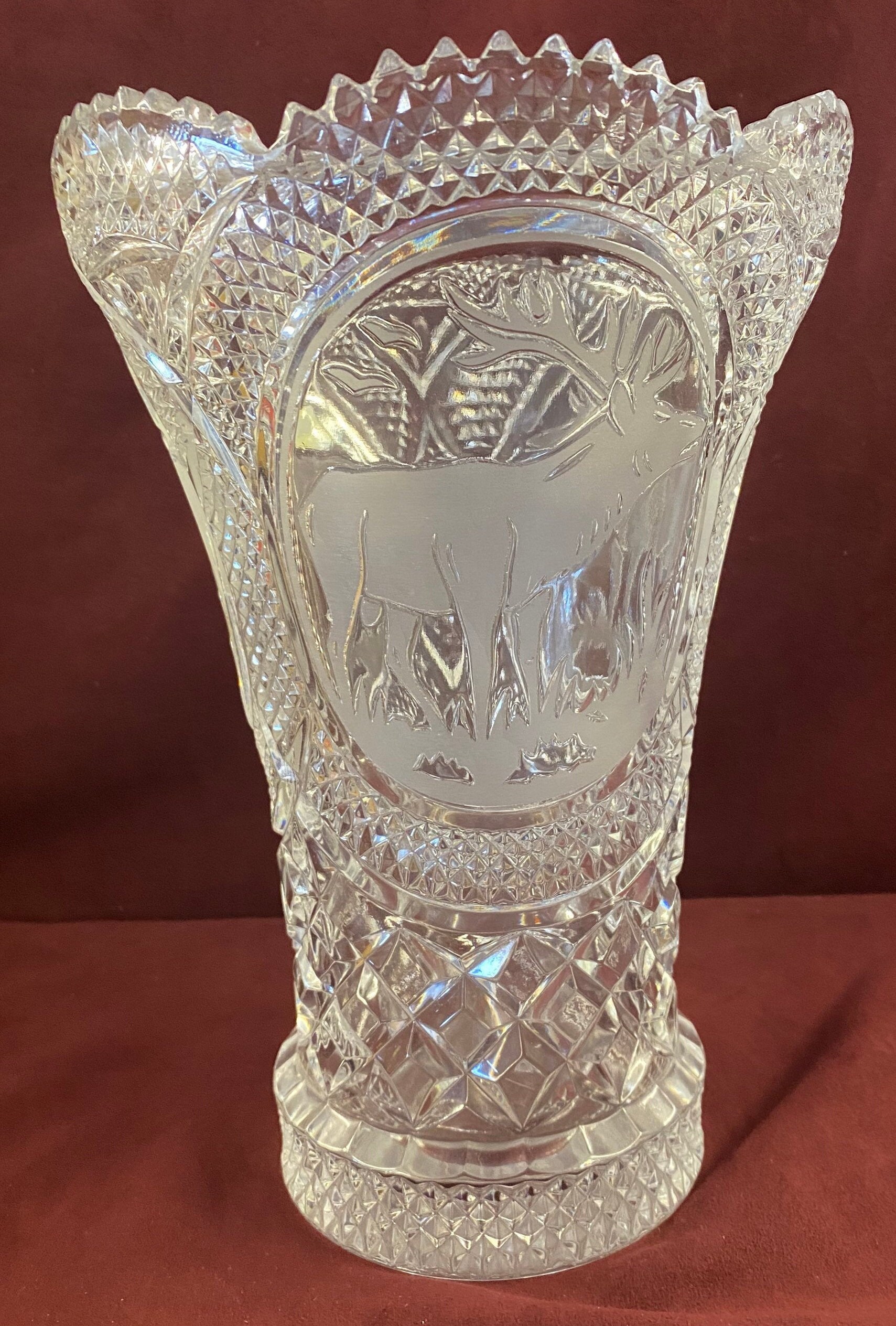Large Vintage 91/2 Hand Cut Lead Crystal Glass Vase Etsy