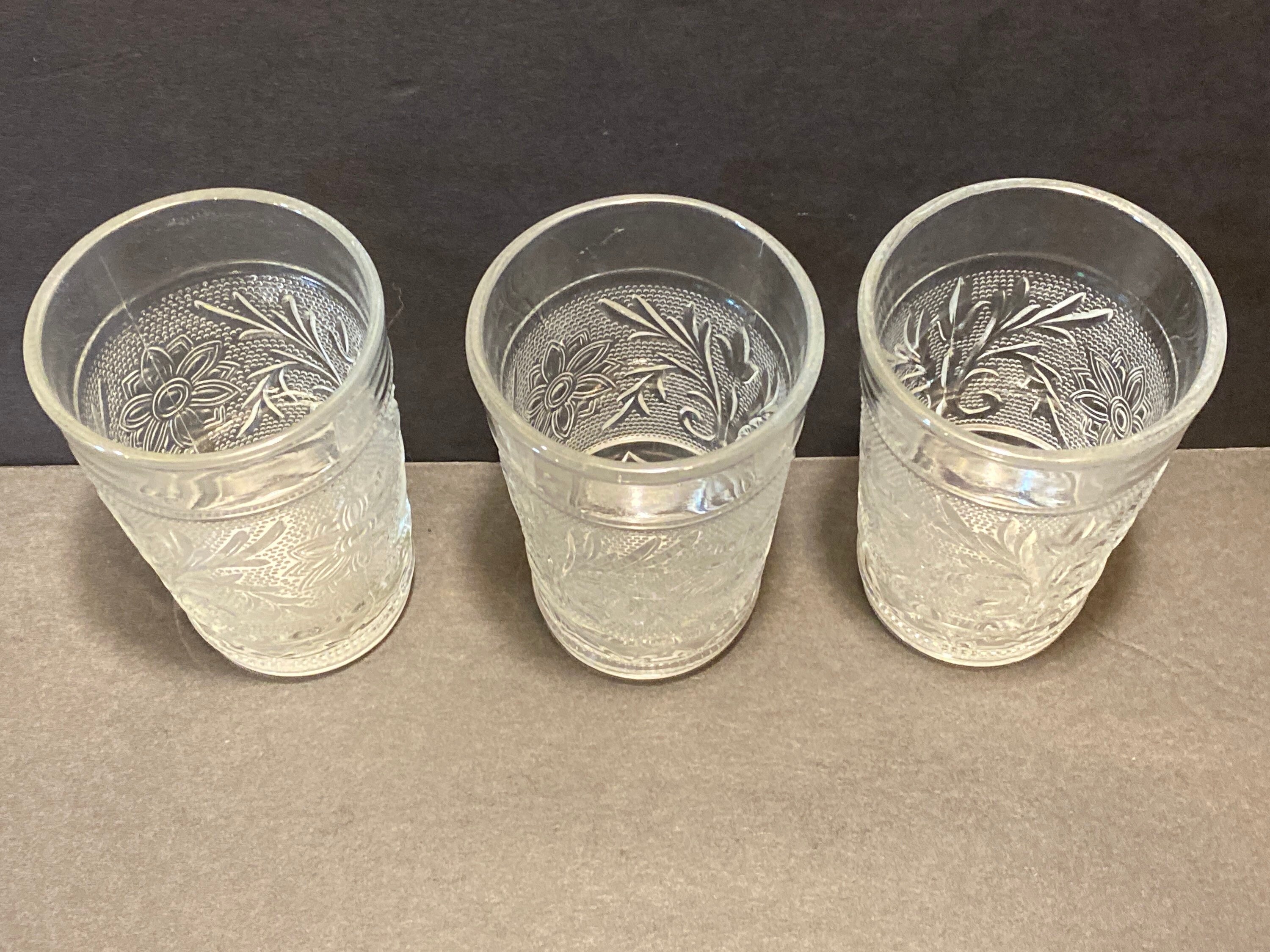 Vintage Set of 3 Anchor Hocking Clear Juice Glasses Punch Etsy