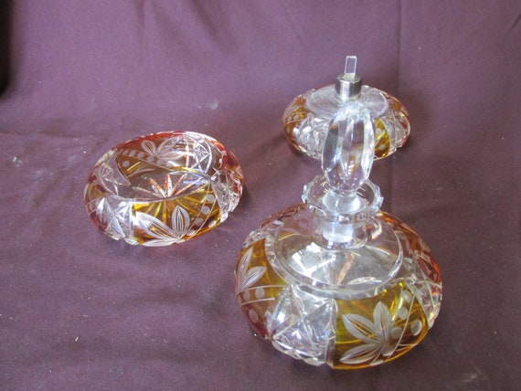 Bohemian Amber Cut to Clear 3-piece Dressing, Dresser Table Set, Trinket, Cologne, Vintage, Antique - Etsy Bohemian Amber Cut to Clear 3-piece Dressing, Dresser Table Set, Trinket, Cologne, Vintage, Antique - Etsy