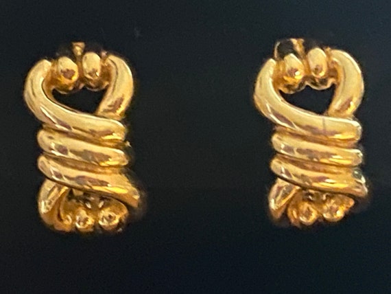Vintage Estate Gold Tone Clip On Earrings, Signed… - image 1
