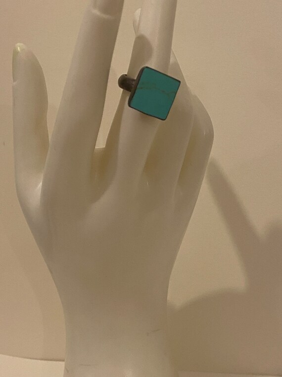 Stunning Estate Sterling Silver Square Turquoise … - image 3