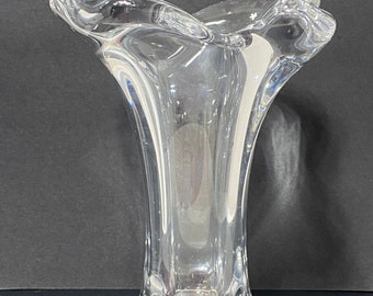 Vintage Cofrac French Art Glass Vase: Mid-Century Modern Sculptural Design