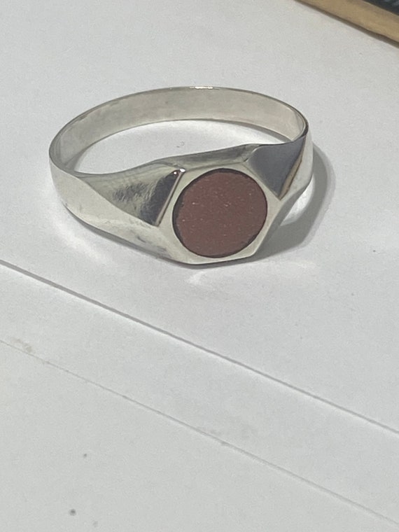 Vintage Estate Sterling Silver Signet Ring with Ca