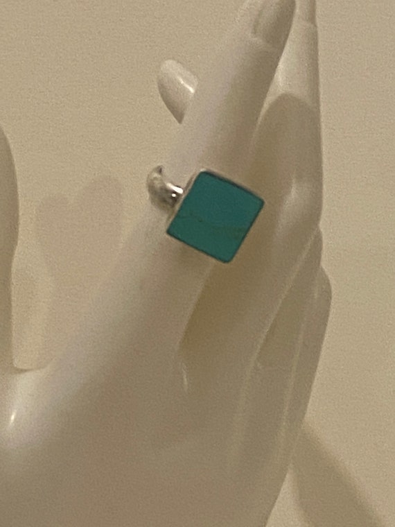 Stunning Estate Sterling Silver Square Turquoise … - image 5
