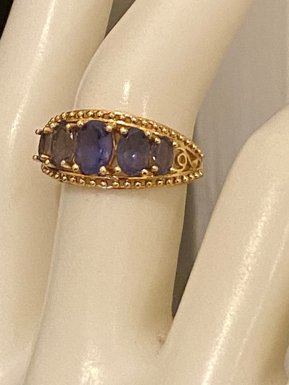 Exquisite 14K Yellow Gold 5 Stone Amethyst Cockta… - image 3