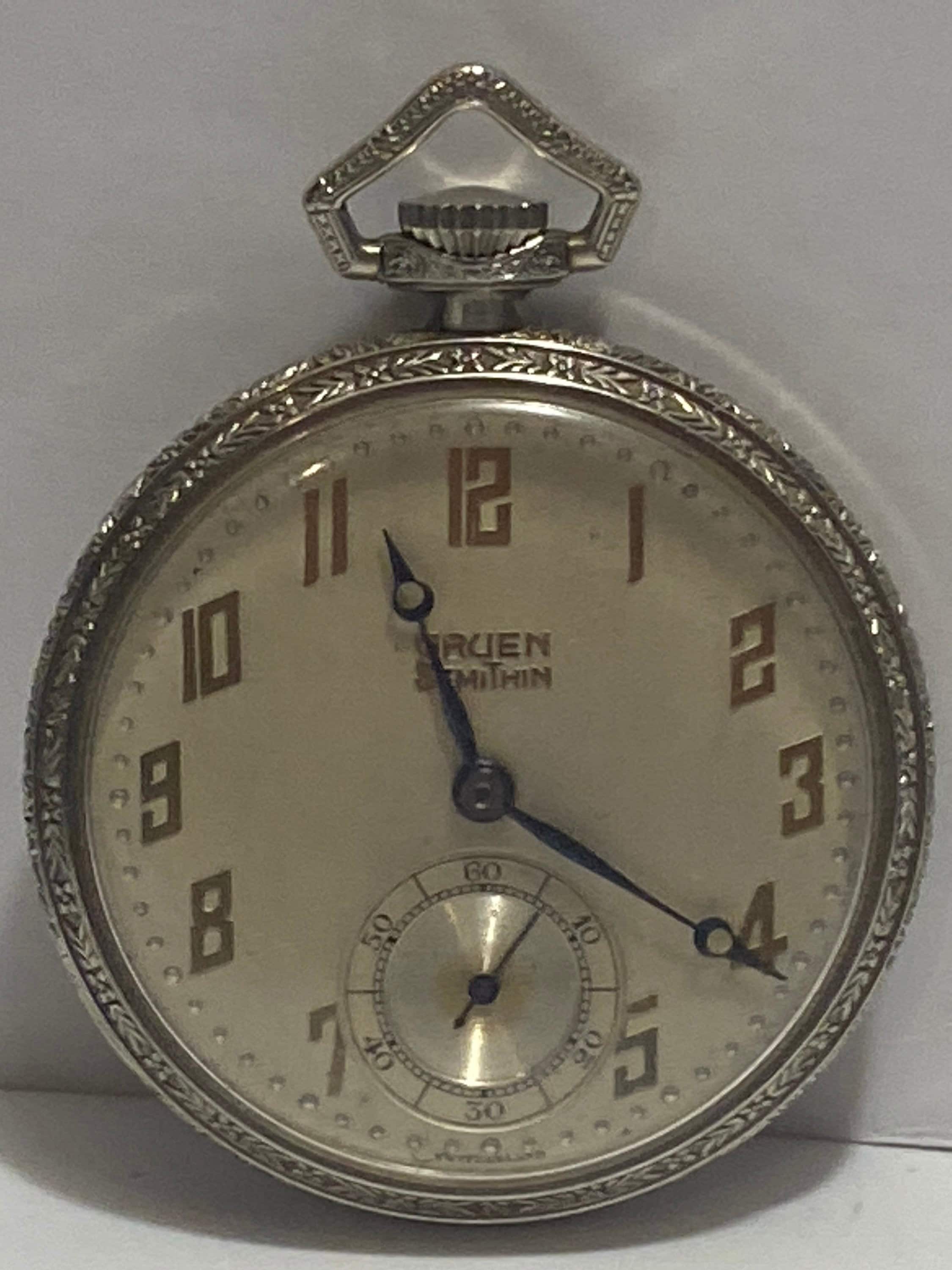 Vintage Gruen SemiThin Pocket Watch Switzerland Works Great Etsy