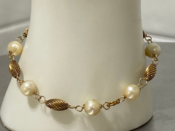Gorgeous Estate 14K Yellow Gold Cultured Pearl an… - image 1